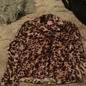 Juicy Couture Leopard Print Teddy Jacket in Brown and Black
